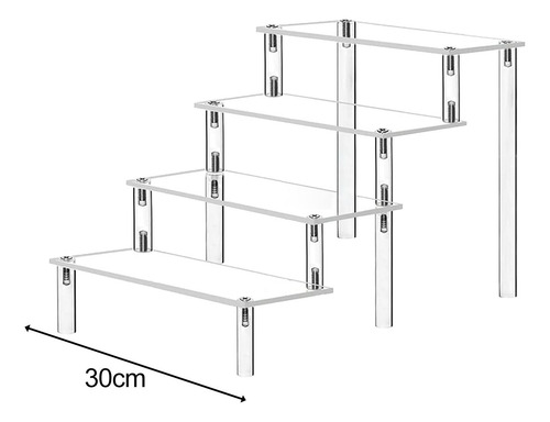 Expositor De Acrílico, Estante 30 Centimetros Cuatro Capas
