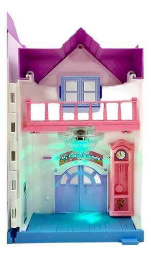 Casita De Muñecas Plegable Con Luz Y Sonido Casa De Sueño Color Morado