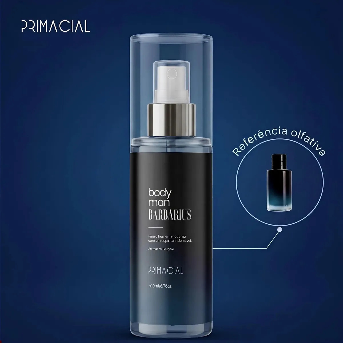 BODY SPLASH MASCULINO BARBARIUS 200ML - PRIMACIAL PERFUME AMADEIRADO