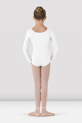 Malla Body Blanco Para Ballet Niñas Y Adultas Manga Larga 