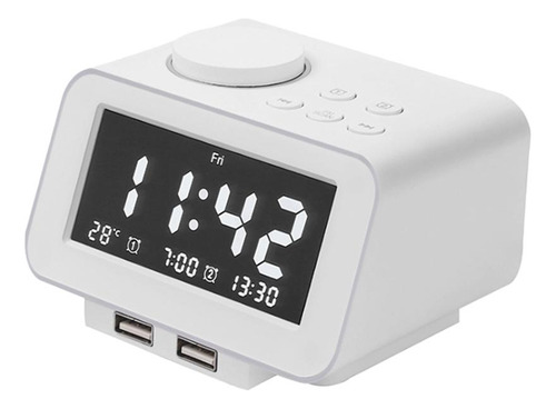 Despertador Digital Carga Usb Dual Despertador Blanco