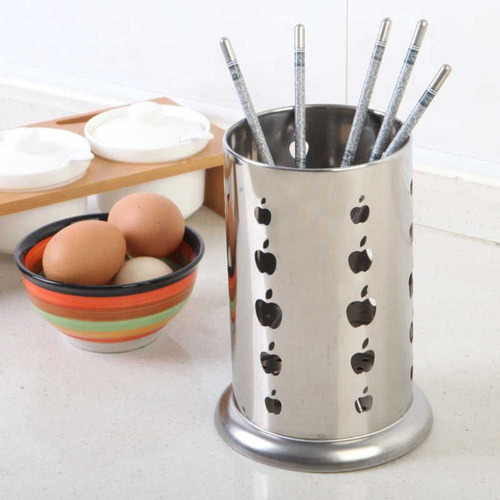 Porta Talheres Escorredor Inox Redondo Vazado Maça Cozinha
