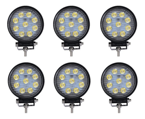 Faros Auxiliares 9 Led Redondos Universal Spot  27w Kit X6