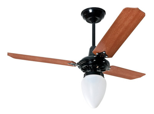 Ventilador De Teto Pera Preto Pás Mogno Loren Sid