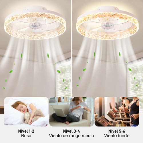 Ventilador De Techo Luz Con Control Remoto Inteligente Led color blanco Merion