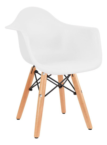 Mesa Rectangular Infantil Con Silla Eames Con Descansabrazos Blanco