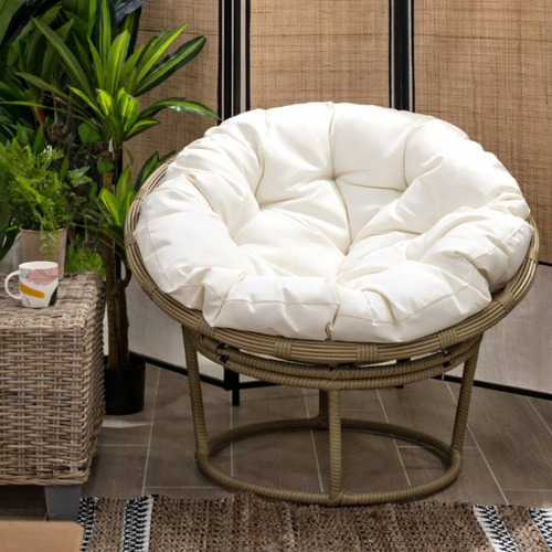 Mueble Sillón Relax Redondo C/ Base Sólida Mimbre Moderno