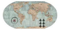 Comprar Quadro Decorativo Metálico Mural Mapa Mundi Vintage Geguton