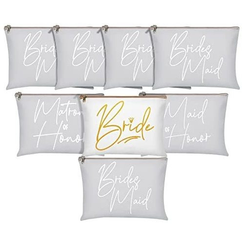 8 Piezas Bridesmaids Bolsa De Maquillaje Boda Brida 8qv7y