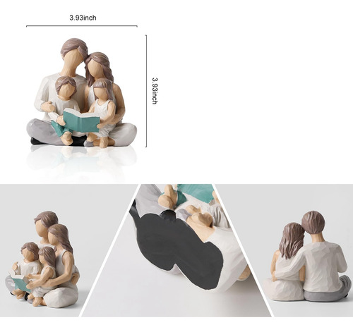 Familia De 4 Figuras De Libros De Lectura, Figuras Pintadas