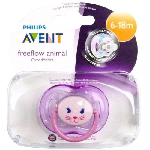 Chupeta Freeflow Animal Rosa Philips Avent 6-18 Meses