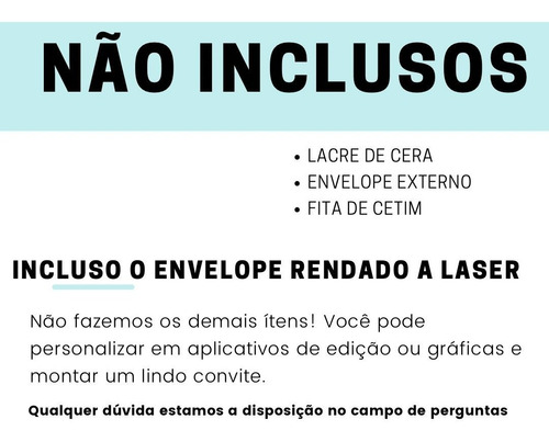 Imagem 5 de 5 de 10 Convite De Casamento Chique Rendado Arabescos Envelope