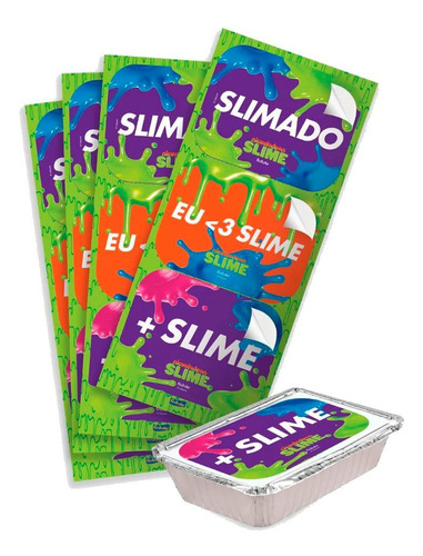 Adesivos Retangular Slime De Festa De Aniversário Infantil