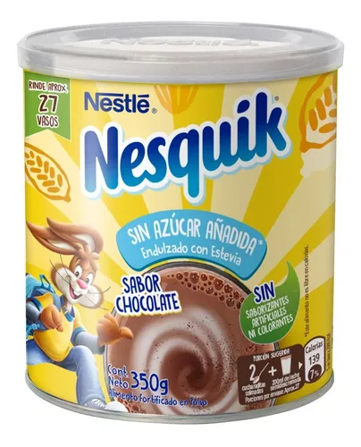 Saborizante Leche Nesquik® Chocolate Sin Azúcar Tarro 350g
