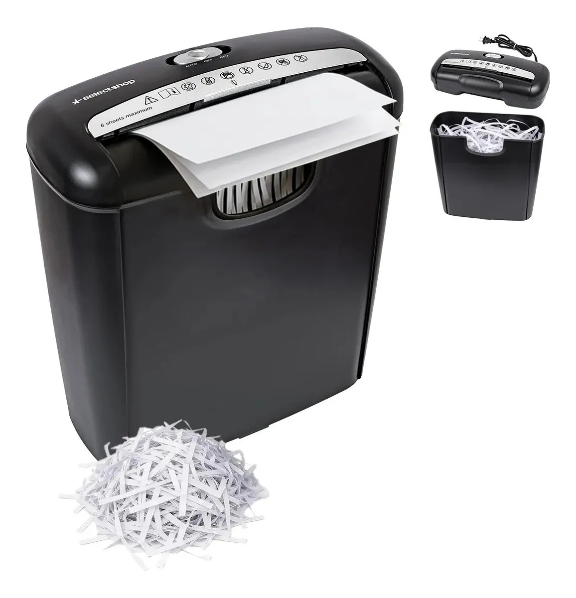 Trituradora De Papel Automática Corte En Tiras Con Depósito Para Residuos Sistema De Cuchillas Métalicas Práctica Eléctrica Color Negro