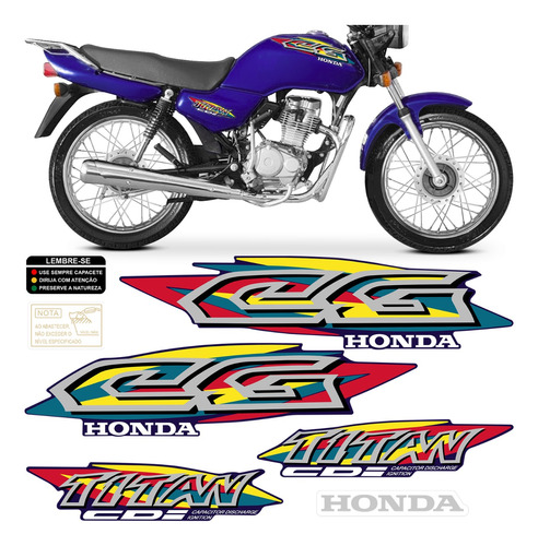 Kit Adesivo Tanque Moto Honda Cg Titan 125 99 Faixa Lateral