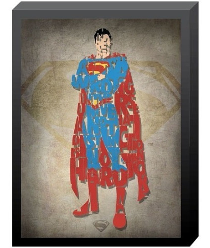 Poster 3d Superman Printed Glass Art Con Marco Y Vidrio Dc