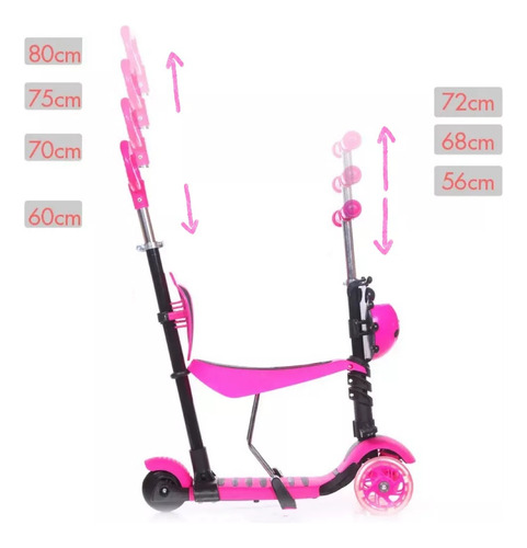 Scooter 5 En 1 Con Asiento Luces Led 2-10 Mariquita H G Q