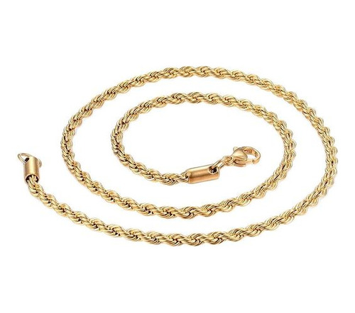 Collar De Cadena De Cuerda De Acero Inoxidable P 18k Gold Pl