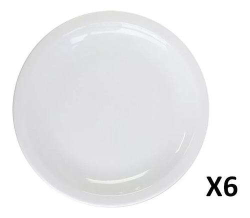 Plato Playo 24 Cm Gastronomico Porcelana Blanco X 6 Unidades