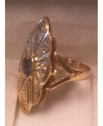 Anel Ouro 18 K Marquise Com Pedra Natural
