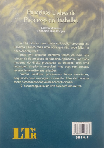 Livro Primeiras Linhas De Processo Do Trabalho Edilton Meireles (Usado)