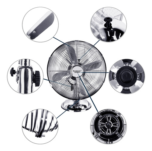 Ventilador De Mesa Compacto Y Potente 40w Giratorio 85° 30.48 Cm 110v/60hz/40w Metal 4
