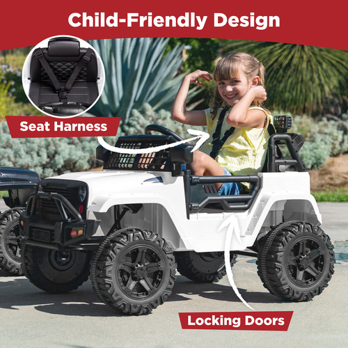 Carrito Eéctrico Para Niños Blanco 12v C/luces Led & Control