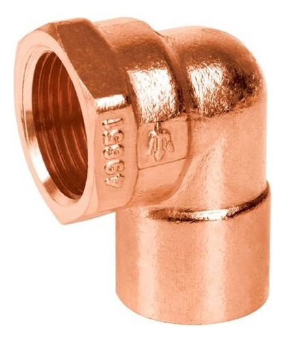 Codo 90° De Cobre, Rosca Interior 1' Foset 49652 Color Dorado