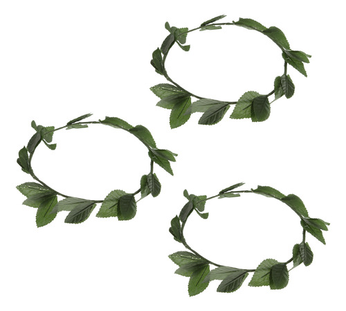 3 Piezas De Moda Verde Laurel Corona Diadema Princesa