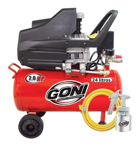 Compresor de aire eléctrico portátil Goni 930P bifásica 24L 2hp 127V 60Hz rojo