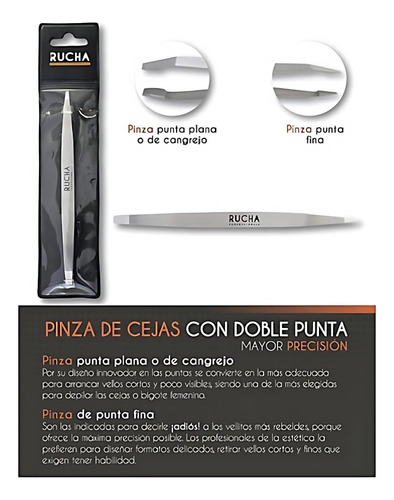 Pinza De Cejas Con Doble Punta Rucha 