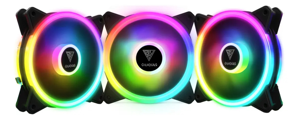 Kit Fan Gamdias Aeolus M2-1203 Lite Rgb 3x120mm 1200rpm