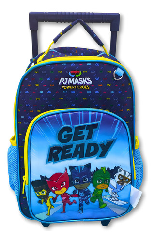 Mochila Escolar Heróis Do Poder Pj Mask Com Rodinhas E Alça Cor Azul
