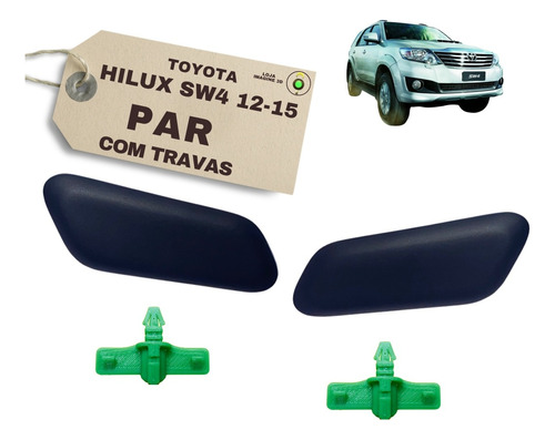 Tampa Lavador Farol Toyota Hilux Sw4 12-15 - Par Com Travas