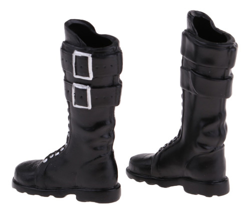 1/6 Escala Botas Zapatos Planos Negro Para 12 '' Figura