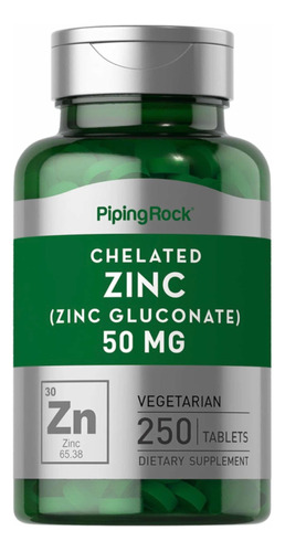 Gluconato De Zinc (chelated) 50mg X 250 Cap Piping Rock Eeuu