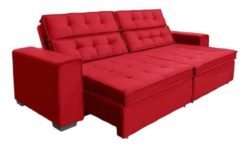 Sofá Retrátil e Reclinável 2,30m 4 Lugares Suede Vancouver Vermelho Sofá Casa