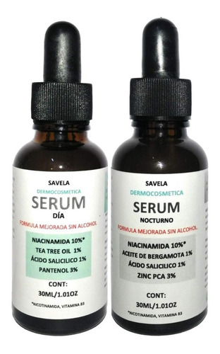 Imagen 1 de 5 de 2 Serum Facial Día Y Noche 10% Niacinamida Piel Mixta/grasa