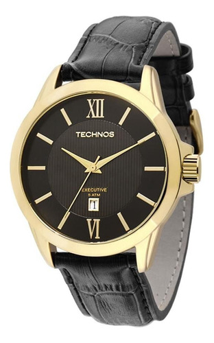 Relógio Technos Masculino Executive 2115knh/0p Dourado Couro