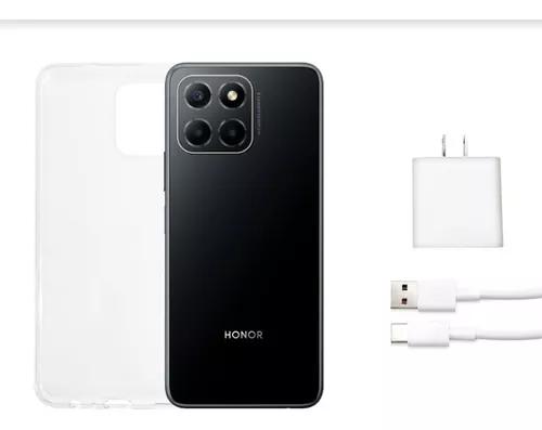 Honor X6 6.5 Dual SIM | GSM desbloqueado de fábrica | Cámara triple de 50  MP | 5000mAh | 4 GB+64 GB | Android 12 | GSM solo sin CDMA - (negro)