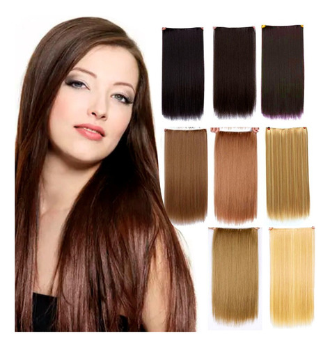 Cortina Pelo Simil Natural Extensiones 5 Micropeinetas Clip