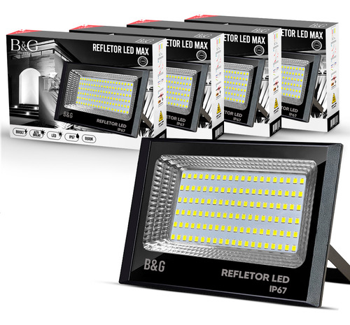 Kit 4 Refletor Holofote 200w Super Led Ip67 Prova D´agua Cor Da Carcaça Preto Cor Da Luz Branco Frio 6500k 110v/220v