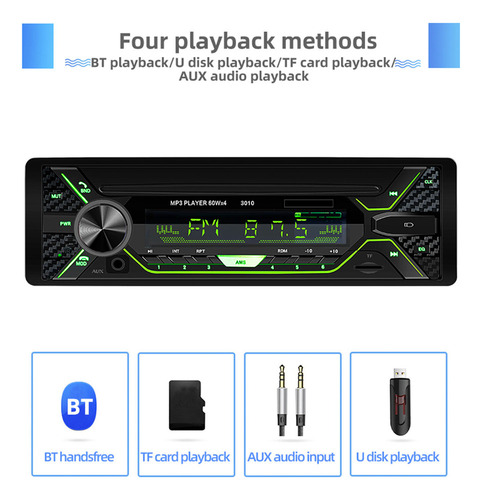 Asd Hevxm Estéreo Coche Radio Bt Mp3 Usb Lcd 7 Colores