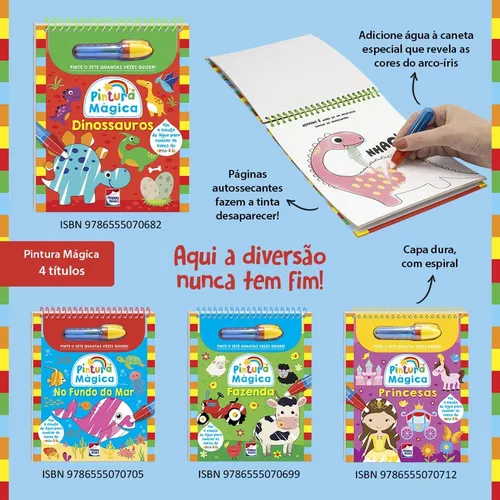 Livro de Pintura com Água: Mundo dos Dinossauros - mierEdu