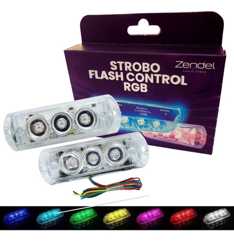 Kit Strobo Farol 9 Watts Rgb Flash Sound Control Muito Forte