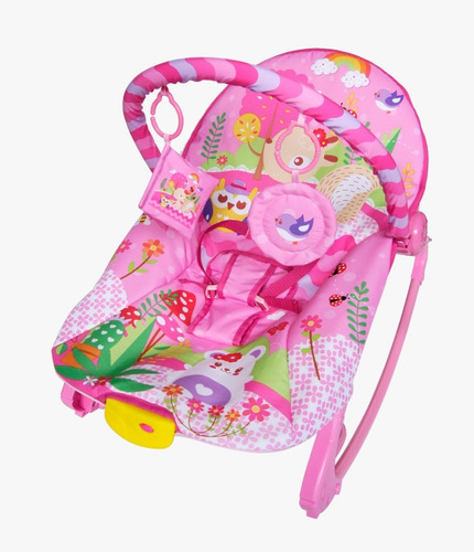 Cadeira De Descanso Musical Vibrátoria Bebê Com Balanço Rosa