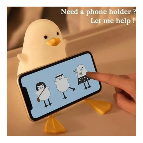 Xu Lámpara De Noche Con Forma De Patito Lindo, De Silicona,