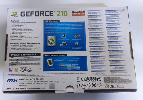 Imagen 2 de 3 de Tarjeta Video Msi Geforce Gt210 1gb Ddr3 64bit Dx10.1 Pci-e