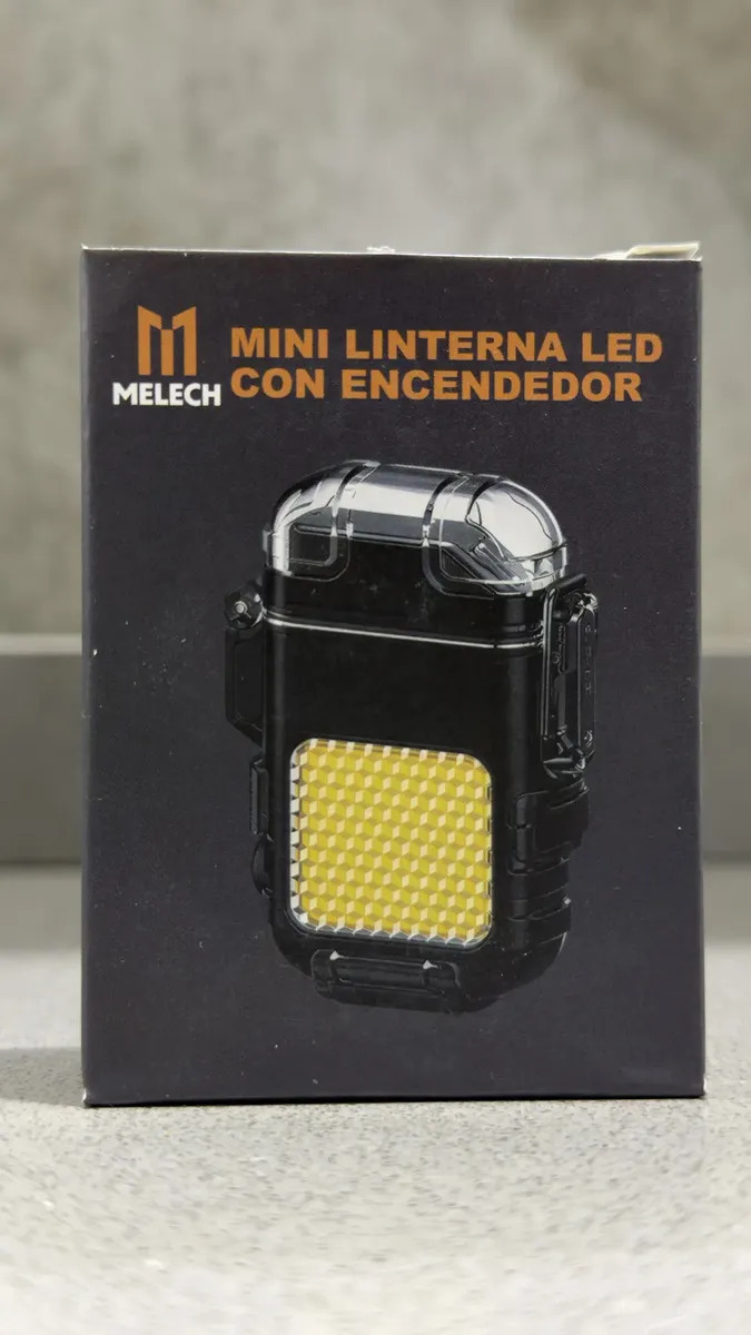 Mini Linterna Led + Encendedor Blanco Negro